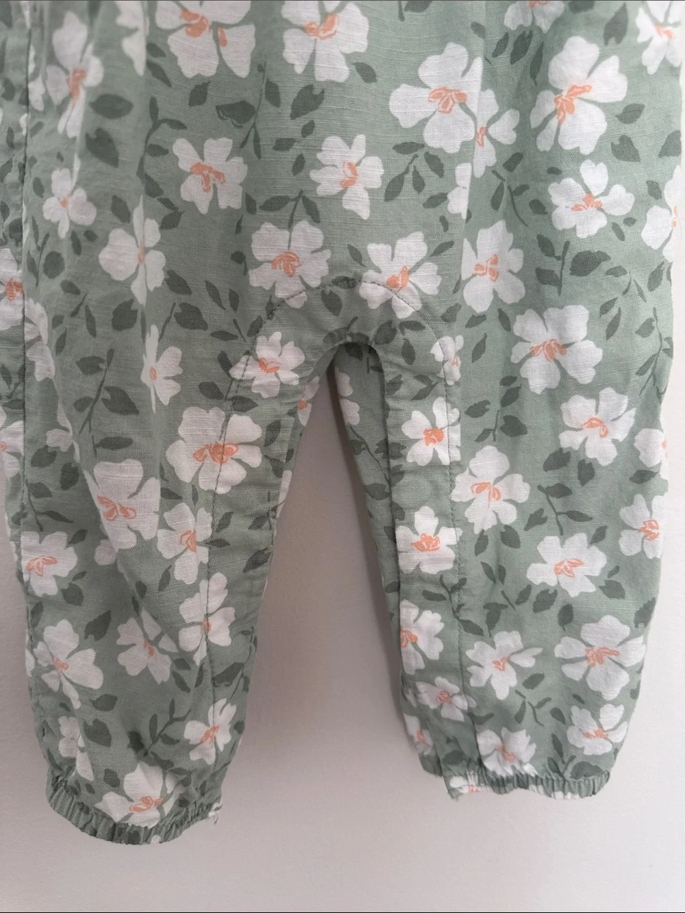 Sage Floral Smocked Girls Romper